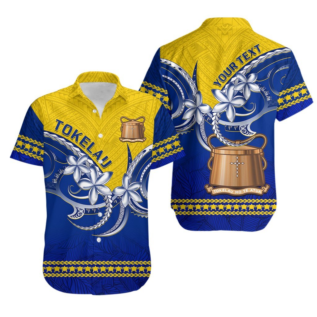 Personalised Tokelau Hawaiian Shirt Tokelauan Tatau Plumeria Special Style LT14 Blue - Polynesian Pride