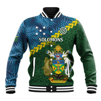 Personalised Solomon Islands Darts Baseball Jacket Tropical Leaves Melanesian Pattern
