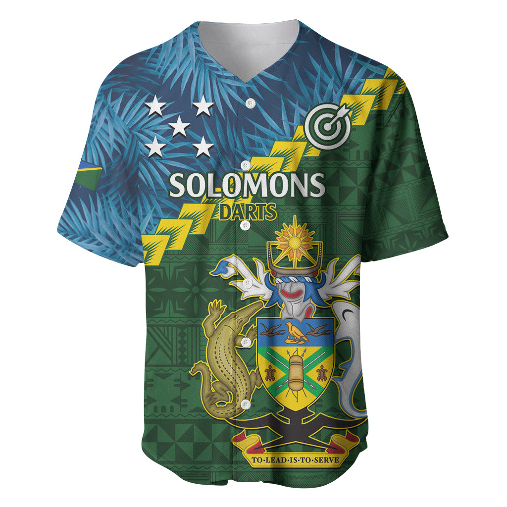 Personalised Solomon Islands Darts Baseball Jersey Tropical Leaves Melanesian Pattern