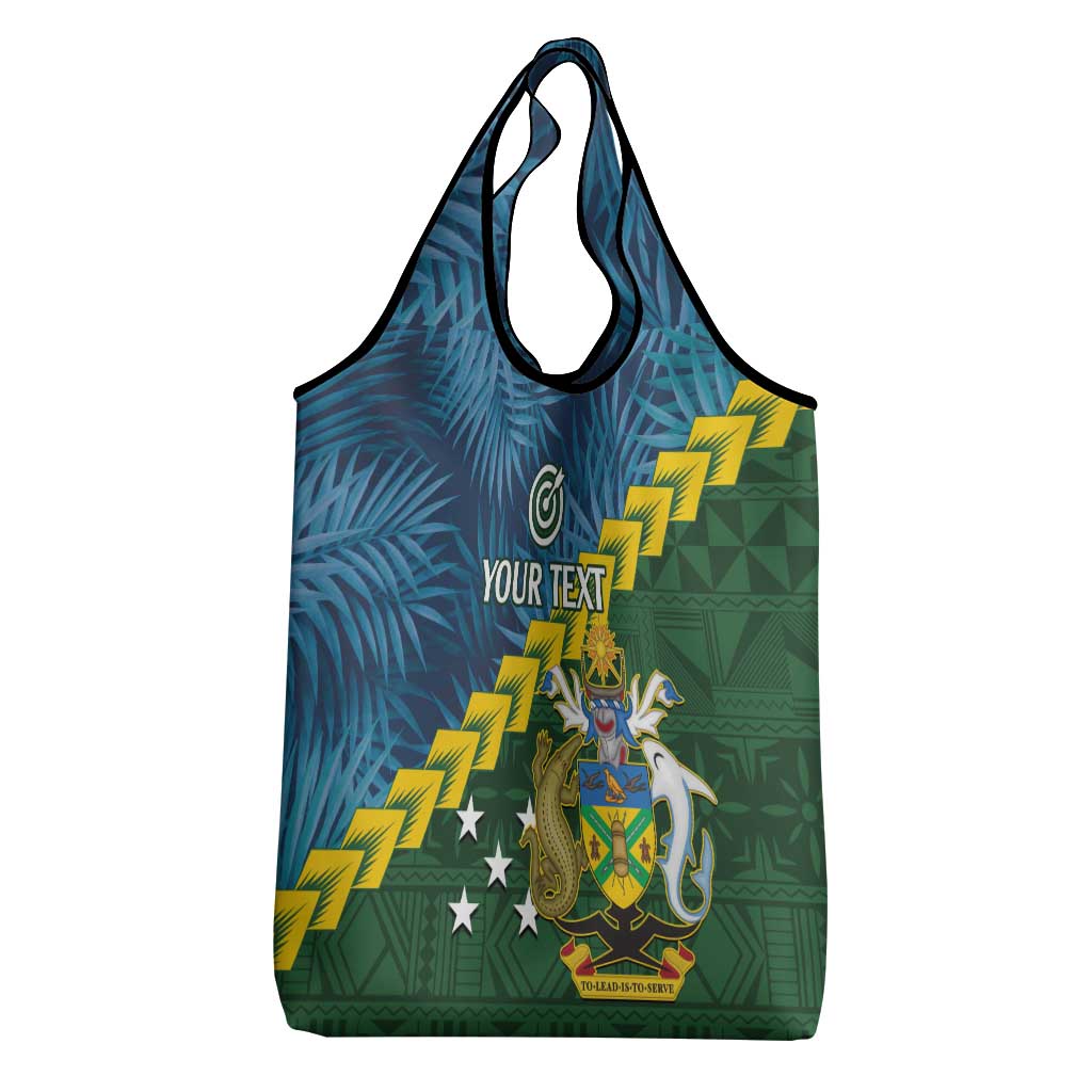 Personalised Solomon Islands Darts Grocery Bag Tropical Leaves Melanesian Pattern