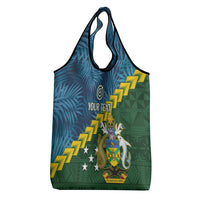 Personalised Solomon Islands Darts Grocery Bag Tropical Leaves Melanesian Pattern