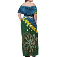 Personalised Solomon Islands Darts Off Shoulder Maxi Dress Tropical Leaves Melanesian Pattern LT14 - Polynesian Pride
