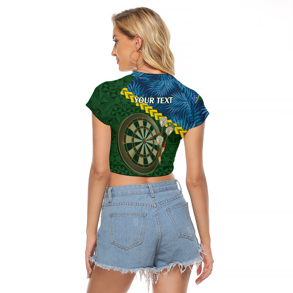 Personalised Solomon Islands Darts Raglan Cropped T Shirt Tropical Leaves Melanesian Pattern