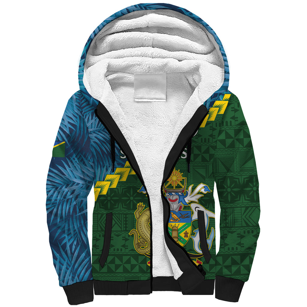 Personalised Solomon Islands Darts Sherpa Hoodie Tropical Leaves Melanesian Pattern