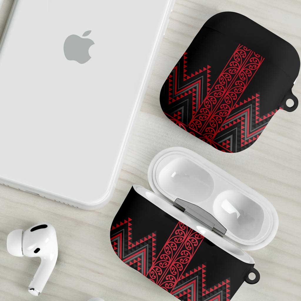 Red Aotearoa Mangopare Kowhaiwhai Niho Taniwha AirPods Case Maori New Zealand - Polynesian Pride
