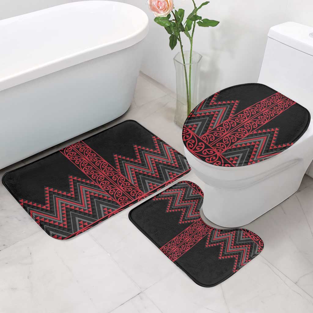 Red Aotearoa Mangopare Kowhaiwhai Niho Taniwha Bathroom Set Maori New Zealand - Polynesian Pride