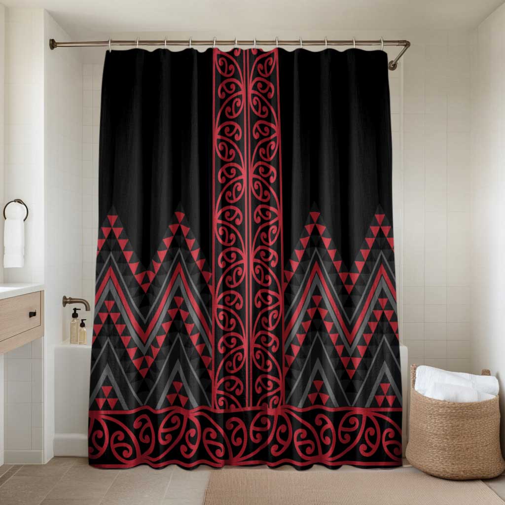 Red Aotearoa Mangopare Kowhaiwhai Niho Taniwha Bathroom Set Maori New Zealand - Polynesian Pride