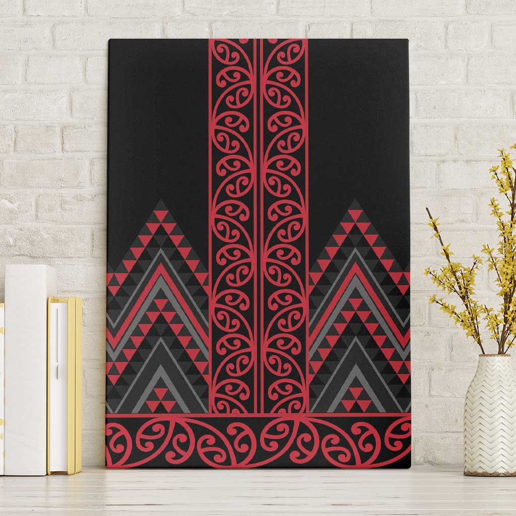 Red Aotearoa Mangopare Kowhaiwhai and Niho Taniwha Canvas Wall Art Maori New Zealand