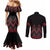 Red Aotearoa Mangopare Kowhaiwhai and Niho Taniwha Couples Matching Mermaid Dress and Long Sleeve Button Shirt Maori New Zealand