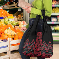 Red Aotearoa Mangopare Kowhaiwhai and Niho Taniwha Grocery Bag Maori New Zealand