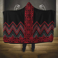 Red Aotearoa Mangopare Kowhaiwhai and Niho Taniwha Hooded Blanket Maori New Zealand