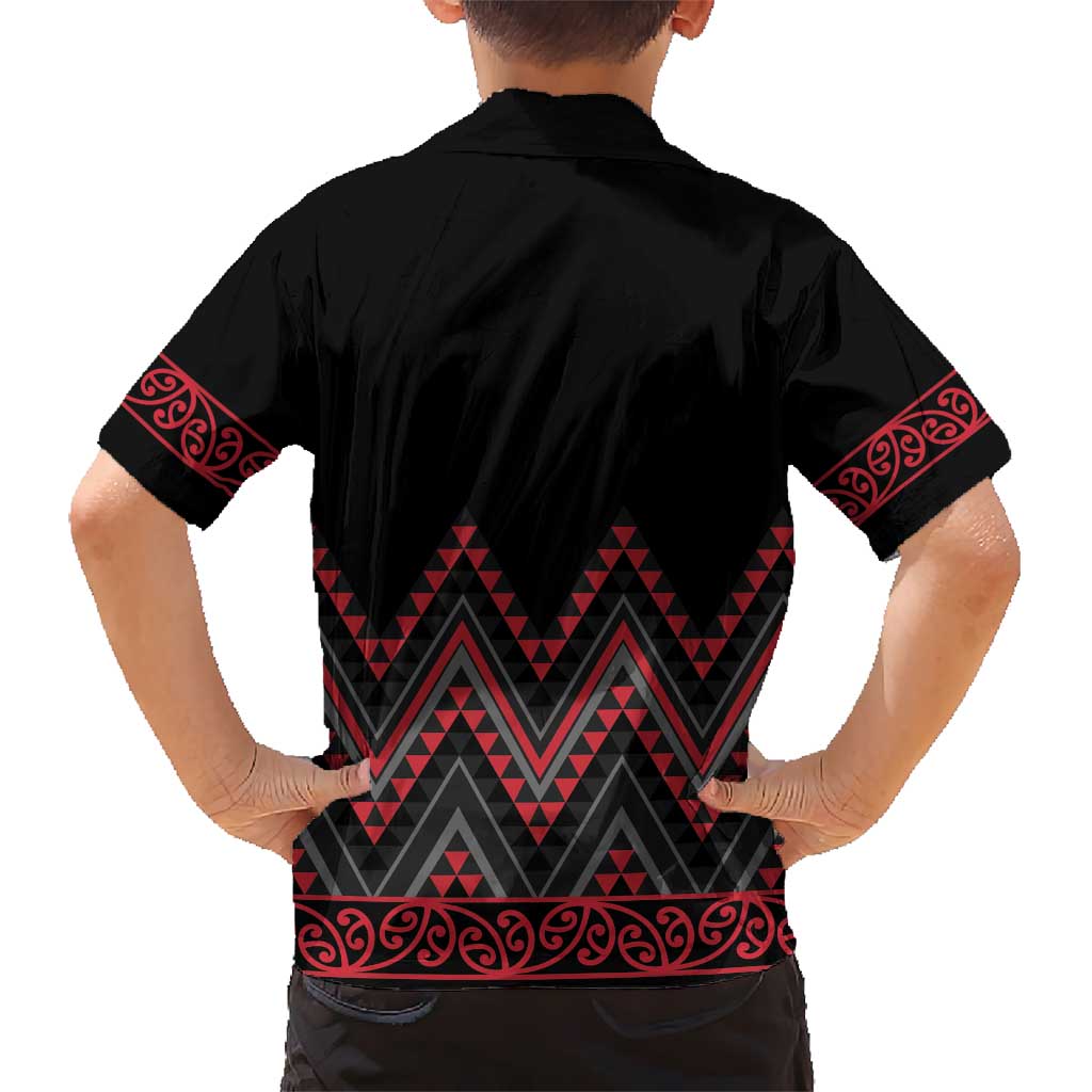 Red Aotearoa Mangopare Kowhaiwhai and Niho Taniwha Kid Hawaiian Shirt Maori New Zealand