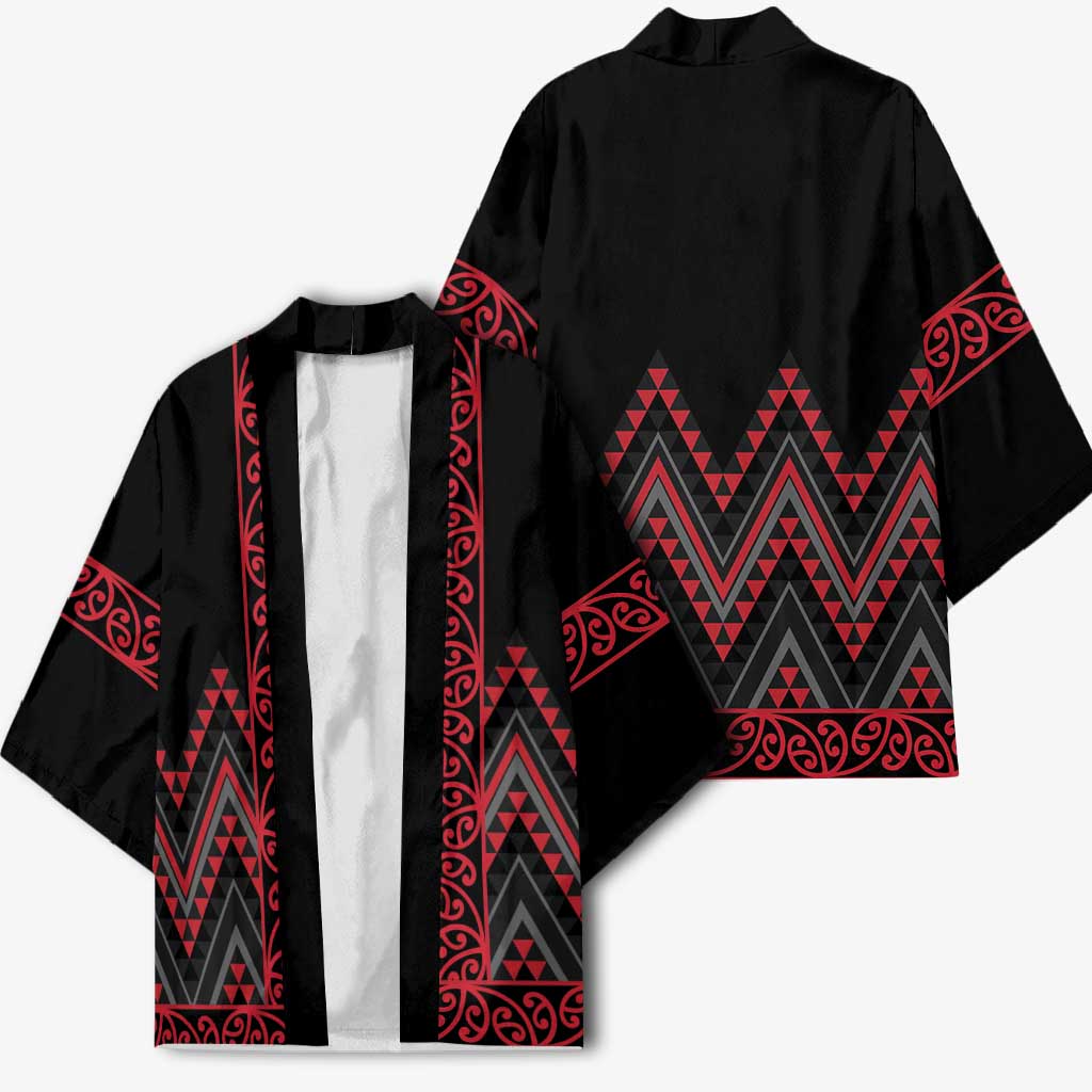 Red Aotearoa Mangopare Kowhaiwhai Niho Taniwha Kimono Maori New Zealand - Polynesian Pride