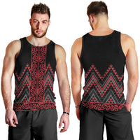 Red Aotearoa Mangopare Kowhaiwhai and Niho Taniwha Men Tank Top Maori New Zealand