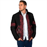 Red Aotearoa Mangopare Kowhaiwhai Niho Taniwha Padded Jacket Maori New Zealand - Polynesian Pride