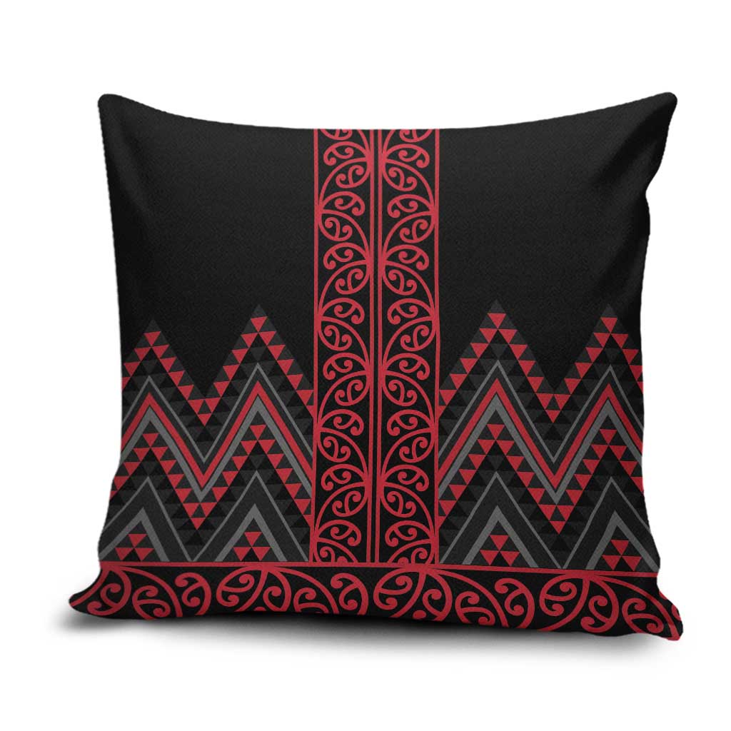 Red Aotearoa Mangopare Kowhaiwhai Niho Taniwha Pillow Cover Maori New Zealand - Polynesian Pride