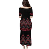 Red Aotearoa Mangopare Kowhaiwhai and Niho Taniwha Puletasi Maori New Zealand