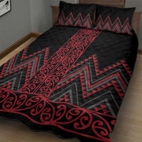 Red Aotearoa Mangopare Kowhaiwhai and Niho Taniwha Quilt Bed Set Maori New Zealand