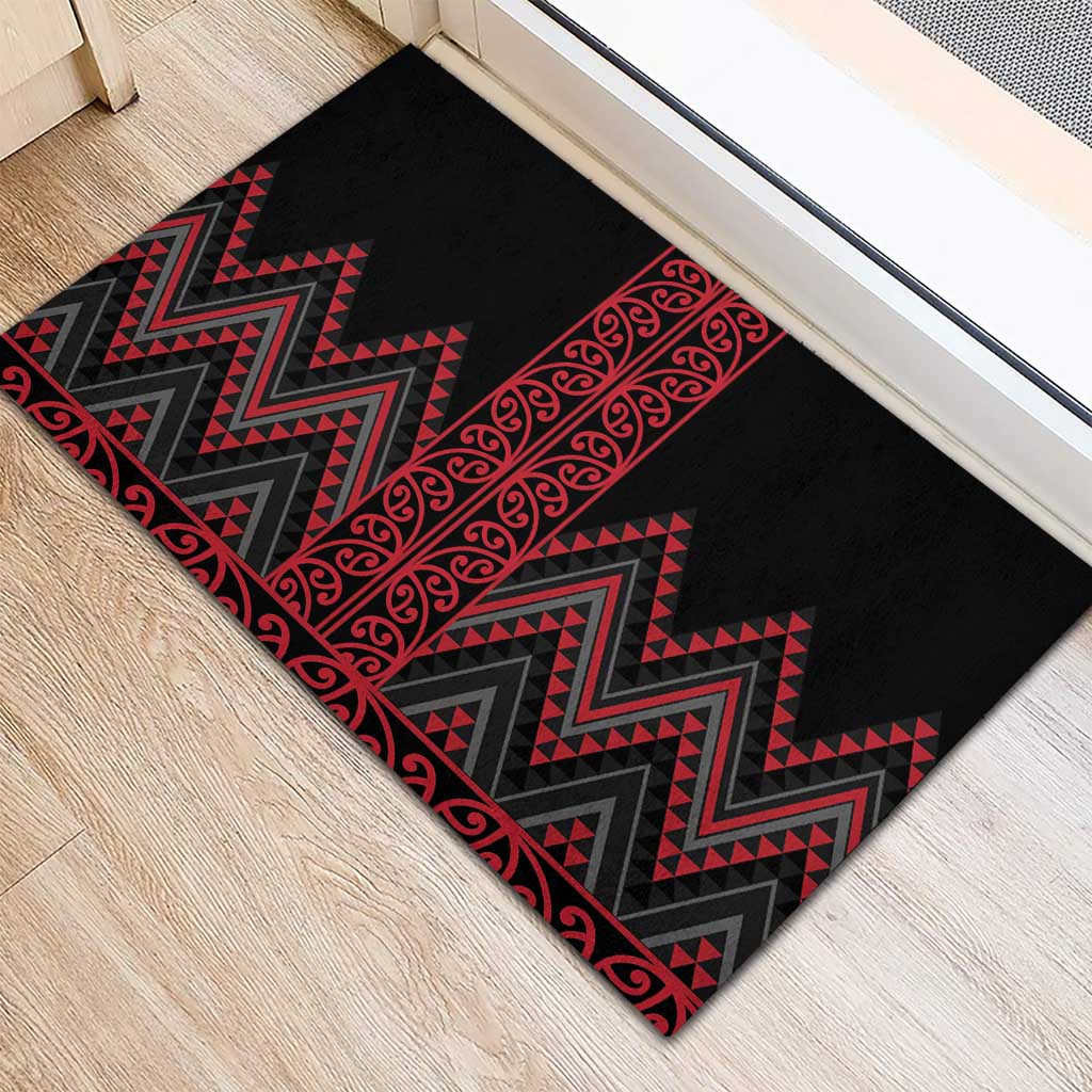 Red Aotearoa Mangopare Kowhaiwhai and Niho Taniwha Rubber Doormat Maori New Zealand