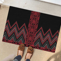 Red Aotearoa Mangopare Kowhaiwhai and Niho Taniwha Rubber Doormat Maori New Zealand