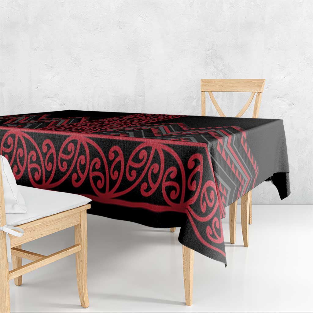 Red Aotearoa Mangopare Kowhaiwhai and Niho Taniwha Tablecloth Maori New Zealand