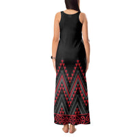 Red Aotearoa Mangopare Kowhaiwhai and Niho Taniwha Tank Maxi Dress Maori New Zealand