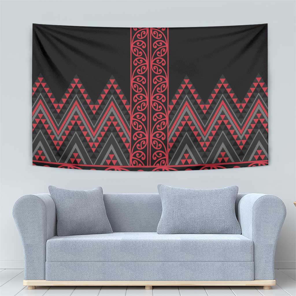 Red Aotearoa Mangopare Kowhaiwhai and Niho Taniwha Tapestry Maori New Zealand