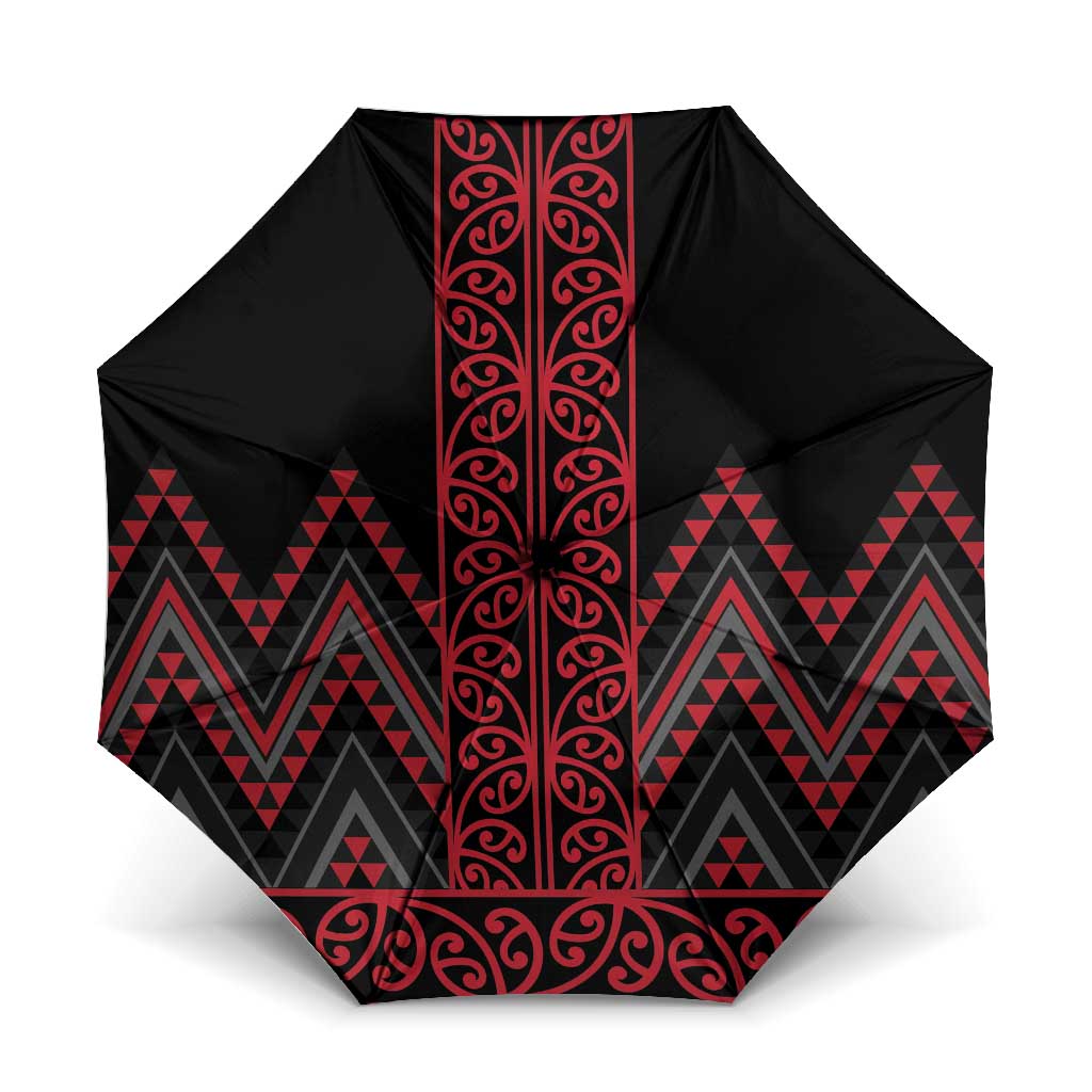 Red Aotearoa Mangopare Kowhaiwhai Niho Taniwha Umbrella Maori New Zealand - Polynesian Pride