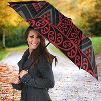 Red Aotearoa Mangopare Kowhaiwhai Niho Taniwha Umbrella Maori New Zealand - Polynesian Pride
