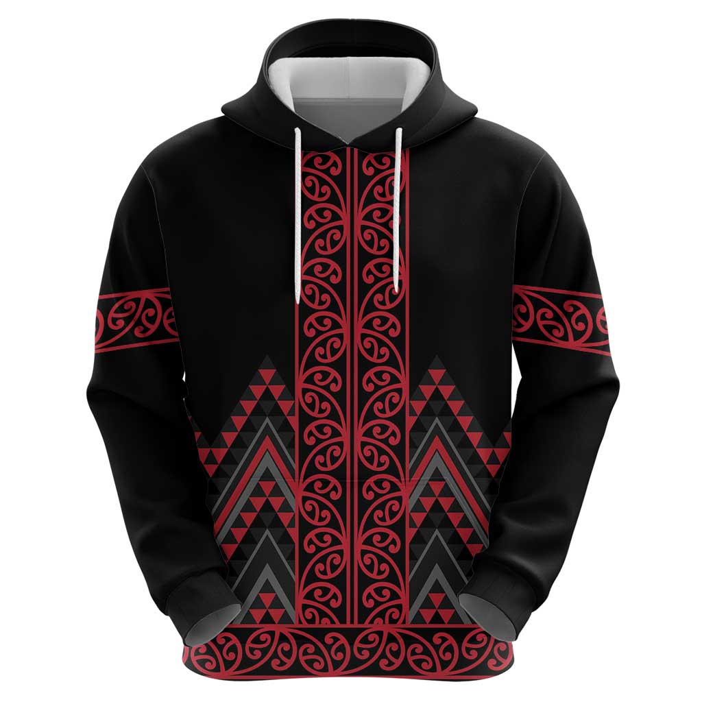 Red Aotearoa Mangopare Kowhaiwhai and Niho Taniwha Zip Hoodie Maori New Zealand