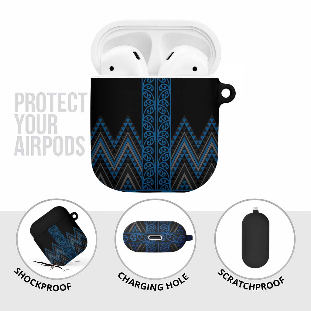 Blue Aotearoa Mangopare Kowhaiwhai Niho Taniwha AirPods Case Maori New Zealand - Polynesian Pride