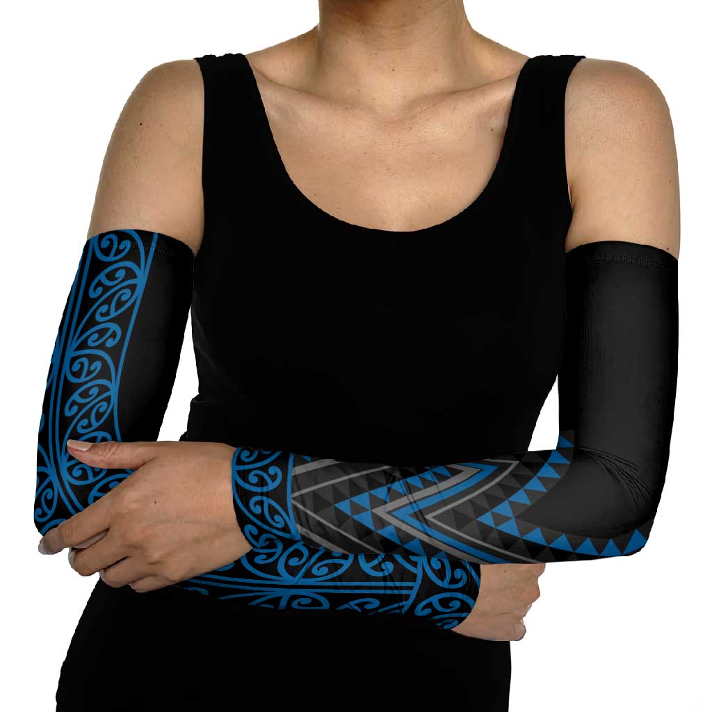 Blue Aotearoa Mangopare Kowhaiwhai Niho Taniwha Arm Sleeves Maori New Zealand - Polynesian Pride