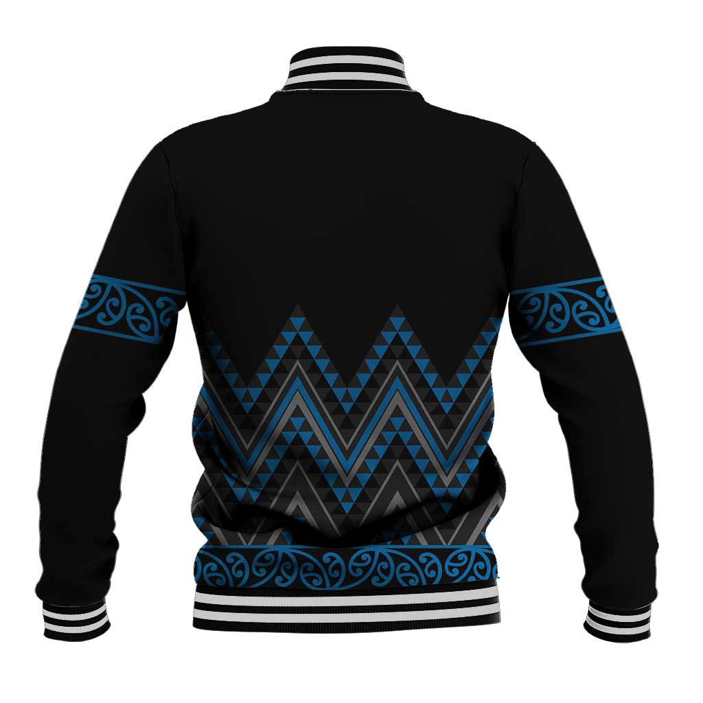 Blue Aotearoa Mangopare Kowhaiwhai and Niho Taniwha Baseball Jacket Maori New Zealand