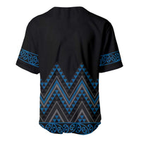 Blue Aotearoa Mangopare Kowhaiwhai and Niho Taniwha Baseball Jersey Maori New Zealand