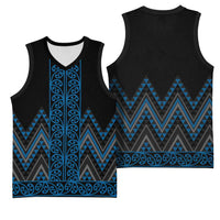 Blue Aotearoa Mangopare Kowhaiwhai Niho Taniwha Basketball Jersey Maori New Zealand - Polynesian Pride