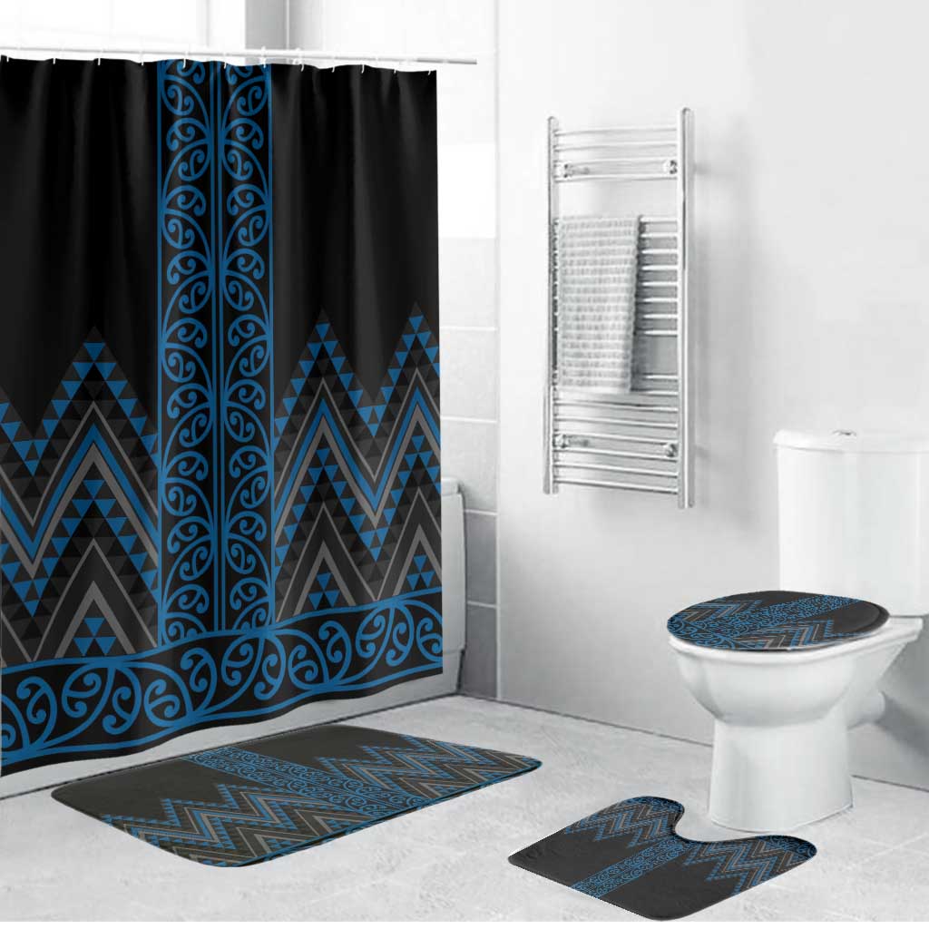 Blue Aotearoa Mangopare Kowhaiwhai Niho Taniwha Bathroom Set Maori New Zealand - Polynesian Pride