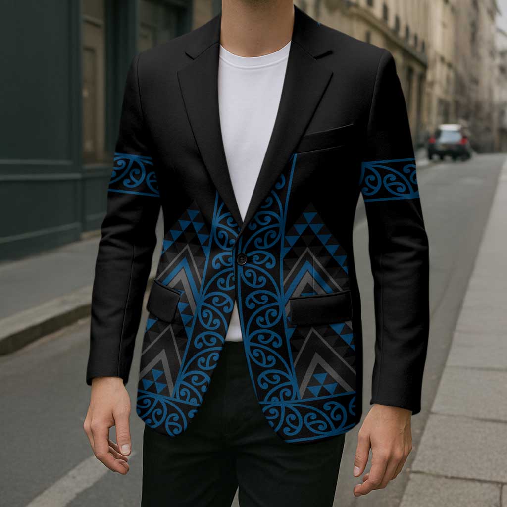 Blue Aotearoa Mangopare Kowhaiwhai Niho Taniwha Blazer Maori New Zealand - Polynesian Pride