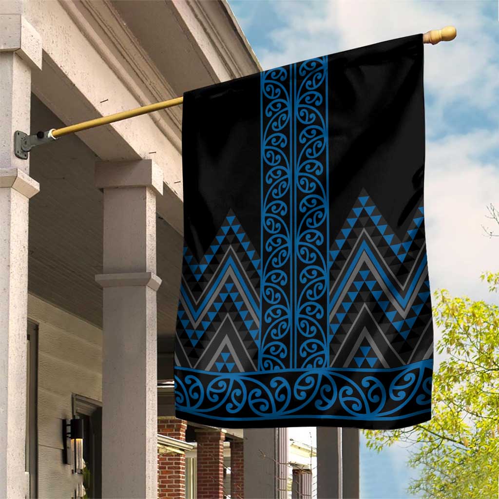 Blue Aotearoa Mangopare Kowhaiwhai and Niho Taniwha Garden Flag Maori New Zealand