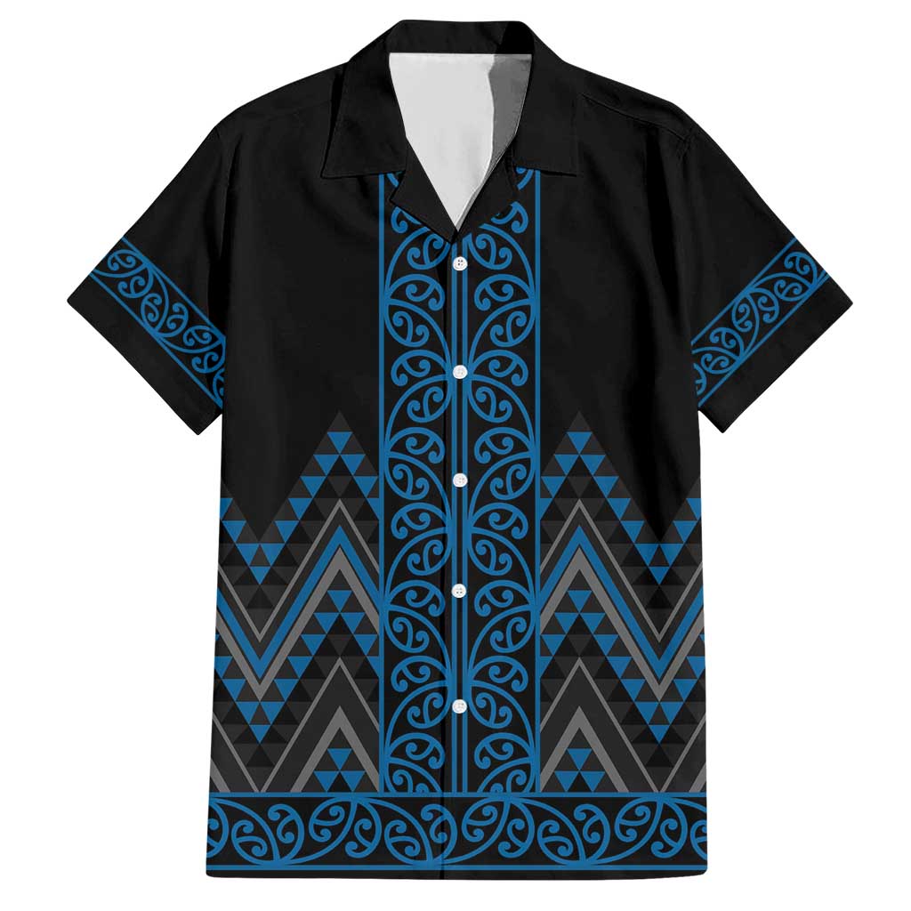 Blue Aotearoa Mangopare Kowhaiwhai and Niho Taniwha Hawaiian Shirt Maori New Zealand
