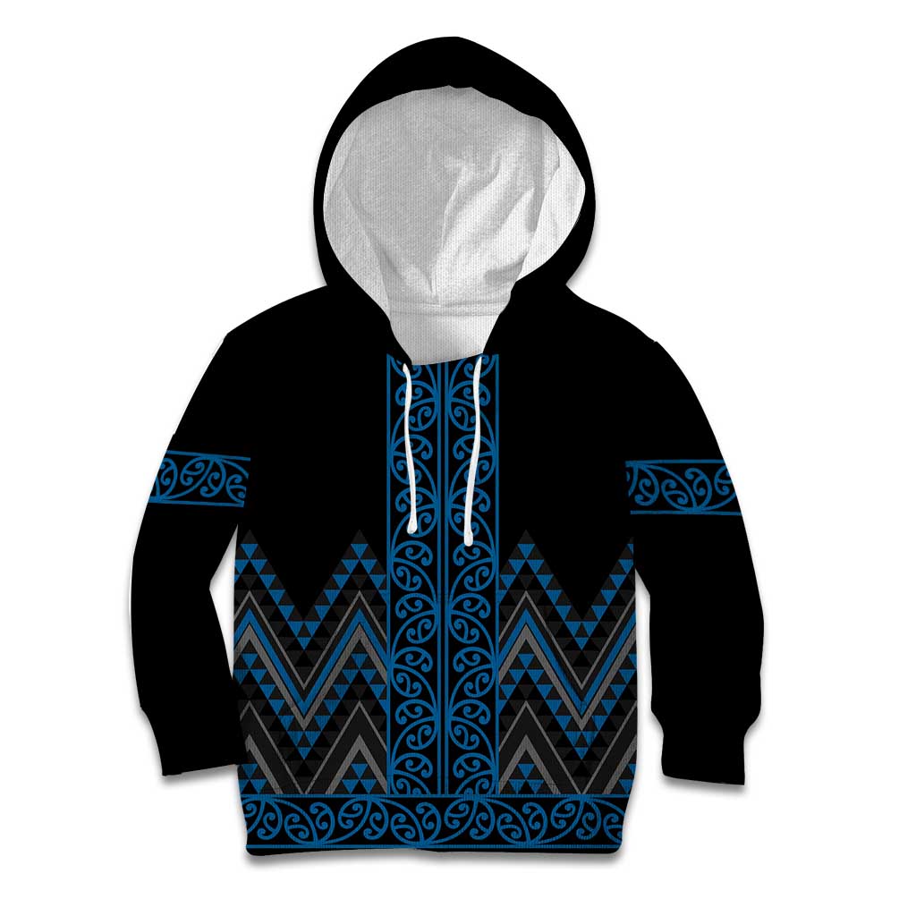 Blue Aotearoa Mangopare Kowhaiwhai and Niho Taniwha Kid Hoodie Maori New Zealand