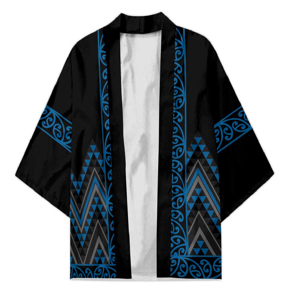 Blue Aotearoa Mangopare Kowhaiwhai Niho Taniwha Kimono Maori New Zealand - Polynesian Pride