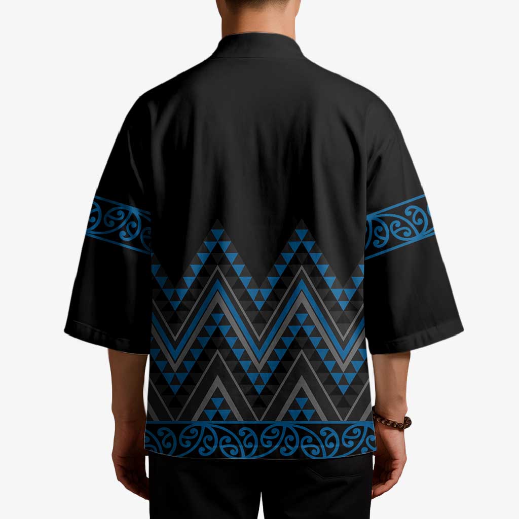 Blue Aotearoa Mangopare Kowhaiwhai Niho Taniwha Kimono Maori New Zealand - Polynesian Pride