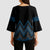 Blue Aotearoa Mangopare Kowhaiwhai Niho Taniwha Kimono Sleeve Blouse Maori New Zealand - Polynesian Pride