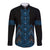 Blue Aotearoa Mangopare Kowhaiwhai and Niho Taniwha Long Sleeve Button Shirt Maori New Zealand