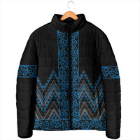 Blue Aotearoa Mangopare Kowhaiwhai Niho Taniwha Padded Jacket Maori New Zealand - Polynesian Pride