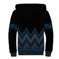 Blue Aotearoa Mangopare Kowhaiwhai and Niho Taniwha Sherpa Hoodie Maori New Zealand