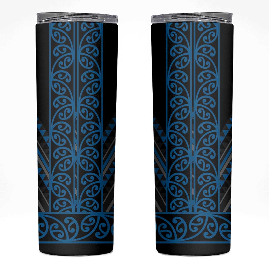 Blue Aotearoa Mangopare Kowhaiwhai and Niho Taniwha Skinny Tumbler Maori New Zealand