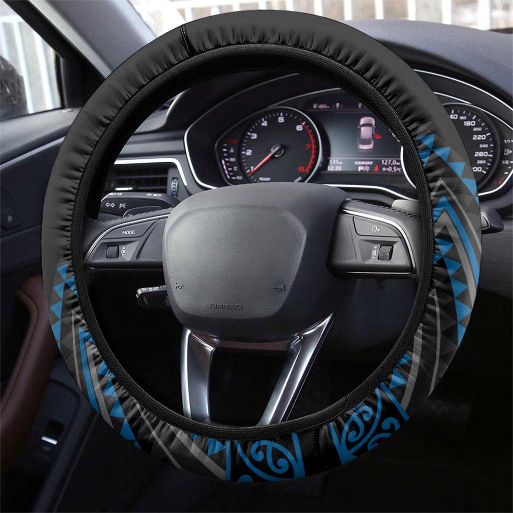 Blue Aotearoa Mangopare Kowhaiwhai and Niho Taniwha Steering Wheel Cover Maori New Zealand