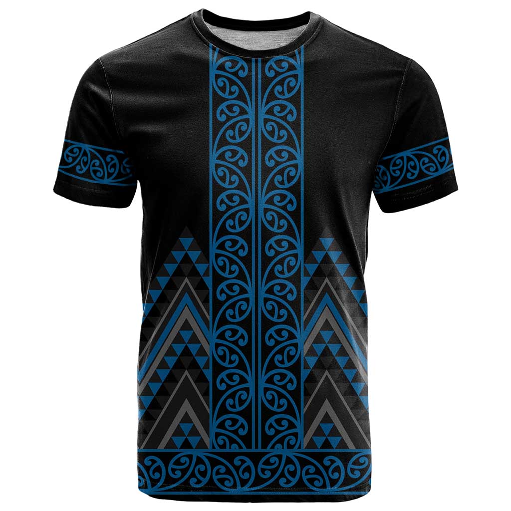 Blue Aotearoa Mangopare Kowhaiwhai and Niho Taniwha T Shirt Maori New Zealand