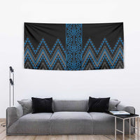 Blue Aotearoa Mangopare Kowhaiwhai and Niho Taniwha Tapestry Maori New Zealand
